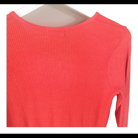 T.LA. Anthropologie Waffle Knit Henley Tunic Top With V Cut Orange Sz XS - Picture 12 of 14